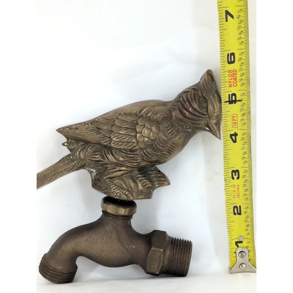 Vintage Brass Cardinal Bird Garden Faucet Spigot Flora & Fauna Hose